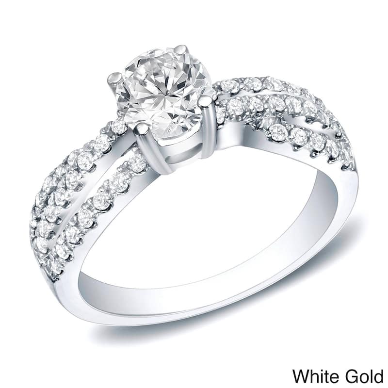 Auriya 14k Gold 3/4ctw Round Diamond Engagement Ring (H-I, SI1-SI2) - White - 9.5