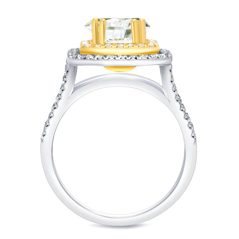 Auriya Unique 1 4/5ct TDW Square Princess-cut Halo Diamond Engagement Ring 14k Two-tone Gold Certified