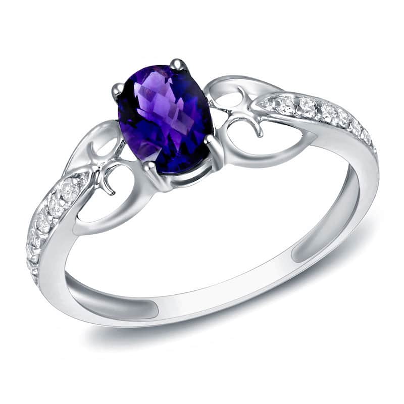 Auriya 14k White Gold 3/20ct TDW Amethyst and Diamond Fashion Ring (H-I, SI1-SI2)
