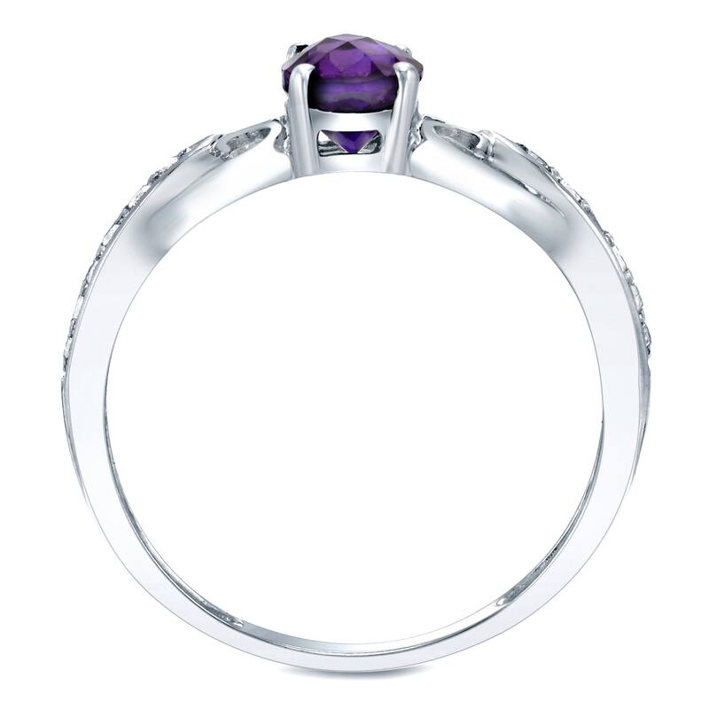 Auriya 14k White Gold 3/20ct TDW Amethyst and Diamond Fashion Ring (H-I, SI1-SI2)
