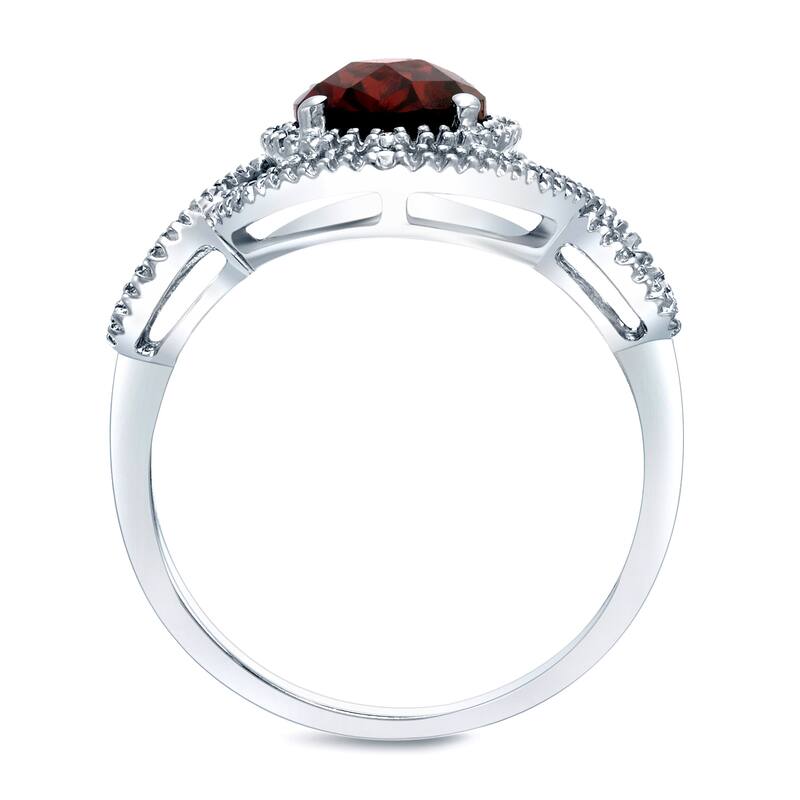 Auriya Vintage 2 1/2ct Garnet Oval Halo Engagement Ring 14k White Gold