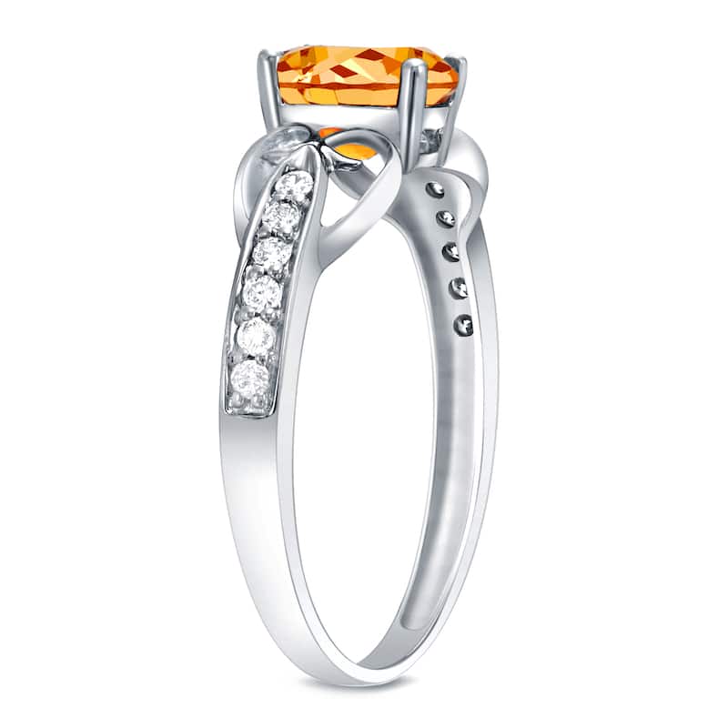 Auriya 14k White Gold Citrine and Diamond Fashion Ring (H-I, SI1-SI2)