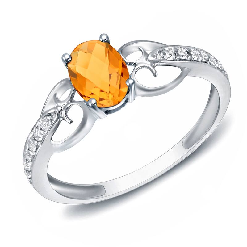 Auriya 14k White Gold Citrine and Diamond Fashion Ring (H-I, SI1-SI2)