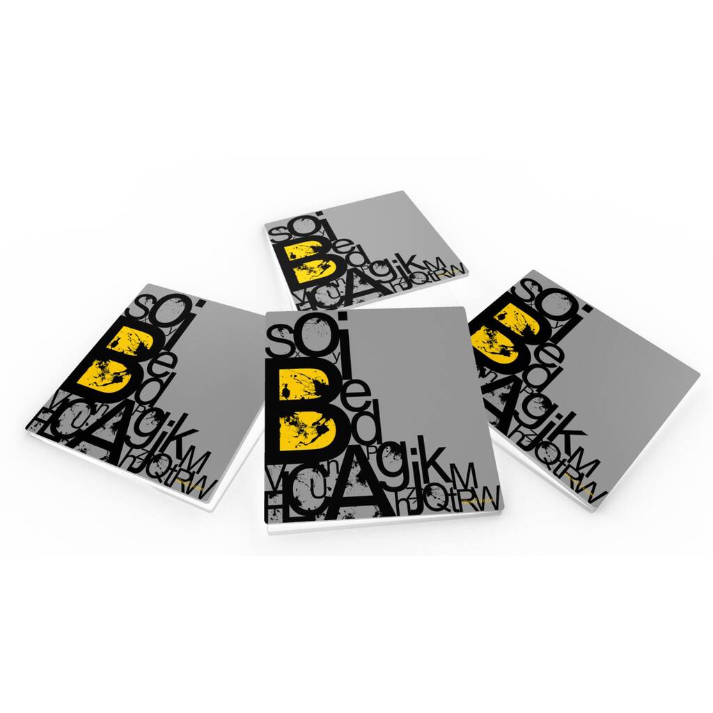 Maxwell Dickson Alphabets Crystal Glass Coaster Set