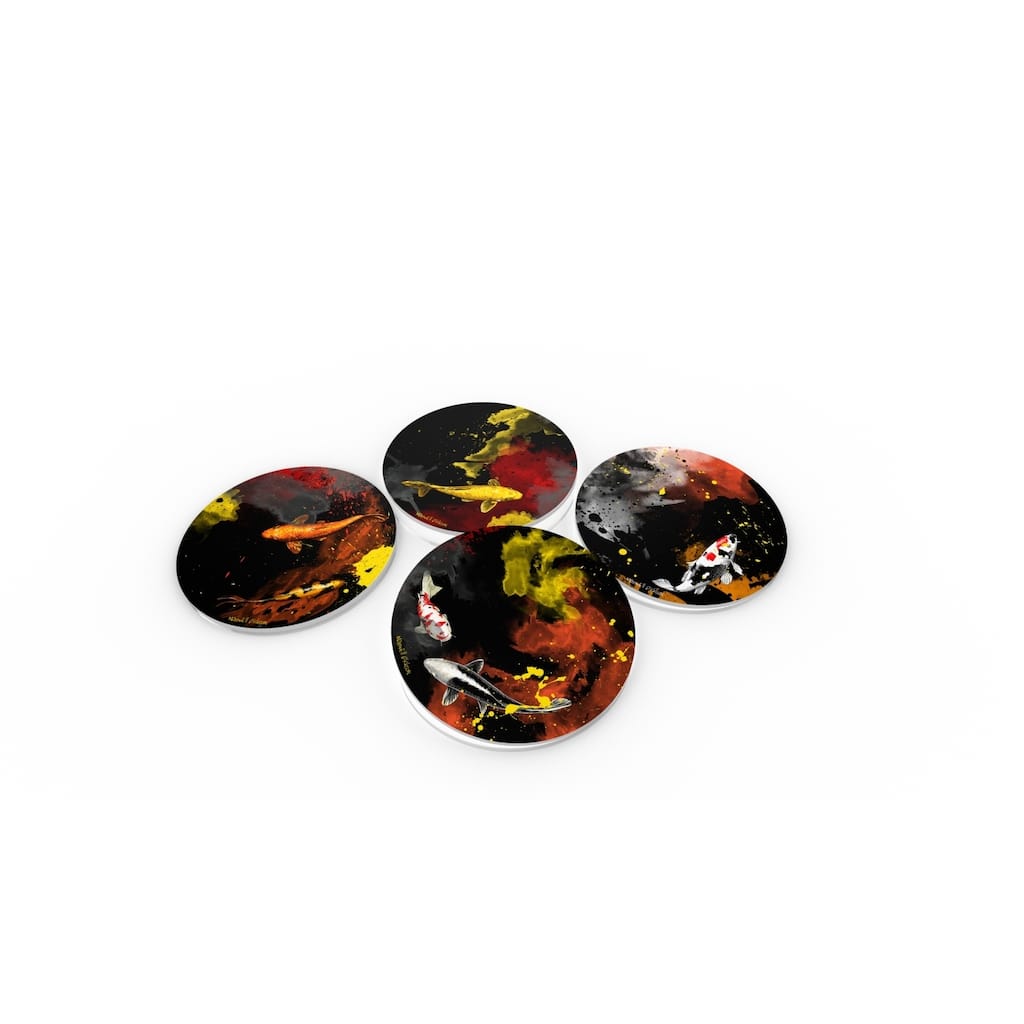 Maxwell Dickson 'Koi' Glass Coaster Set