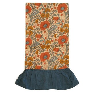 Handmade Blue/ Beige Floral Kitchen Towel (India)