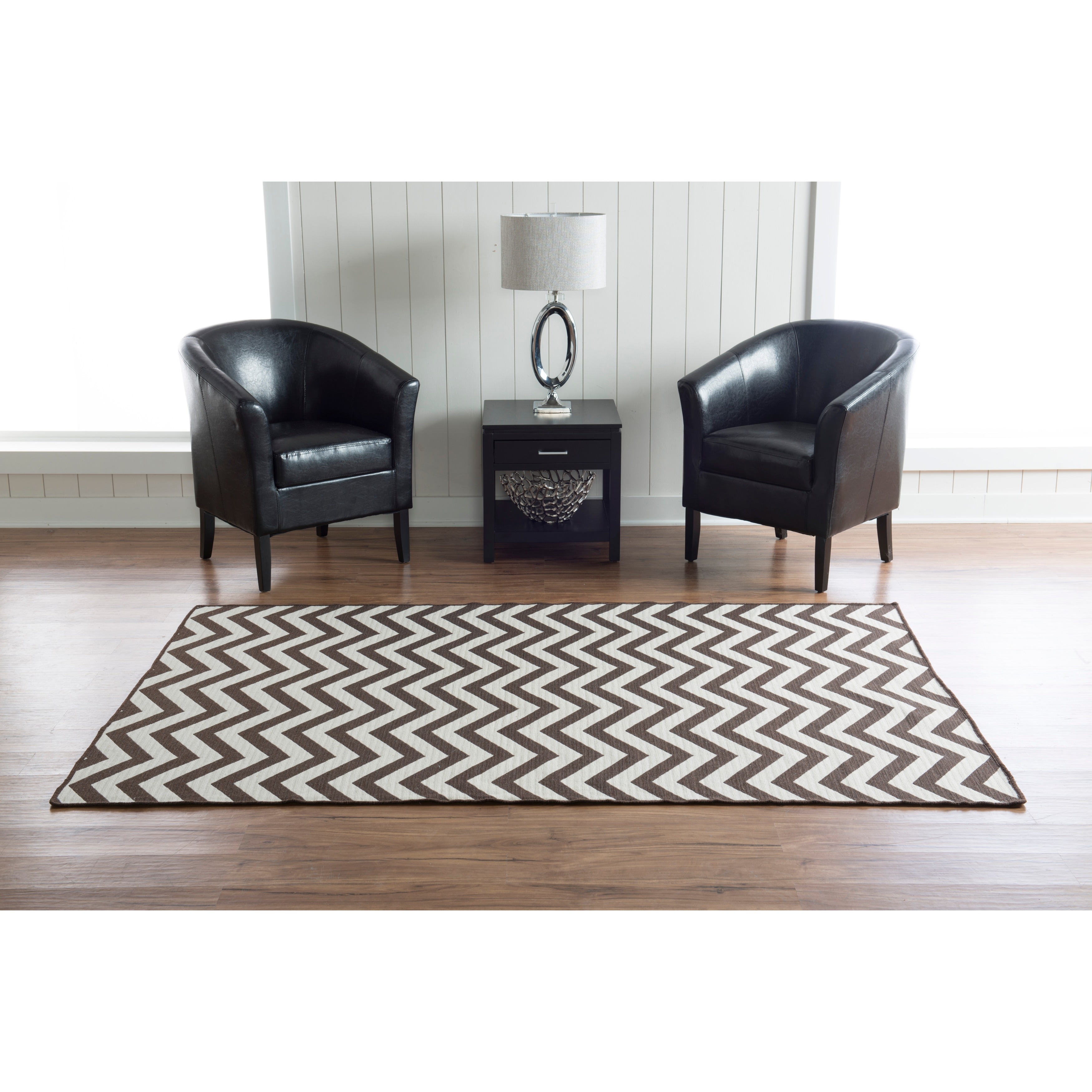 Foundation Collection Brown Chevron Reversible Rug (5 X 8)