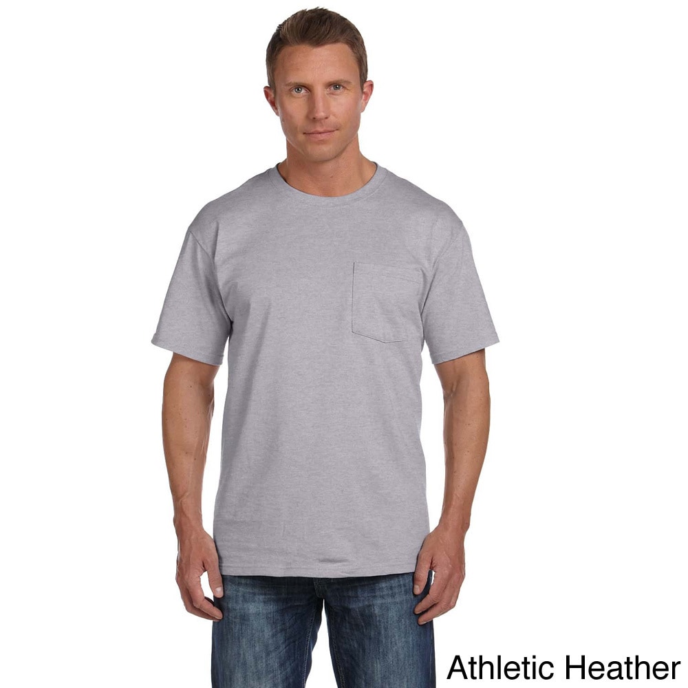 Fruit Of The Loom Fruit Of The Loom Mens Heavyweight Cotton Chest Pocket T shirt Grey Size XXL