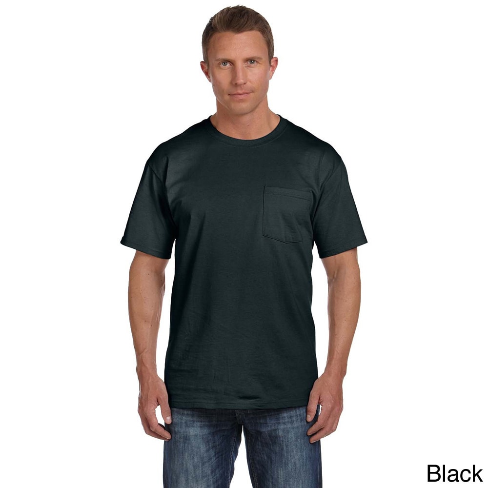 Fruit Of The Loom Fruit Of The Loom Mens Heavyweight Cotton Chest Pocket T shirt Black Size XXL