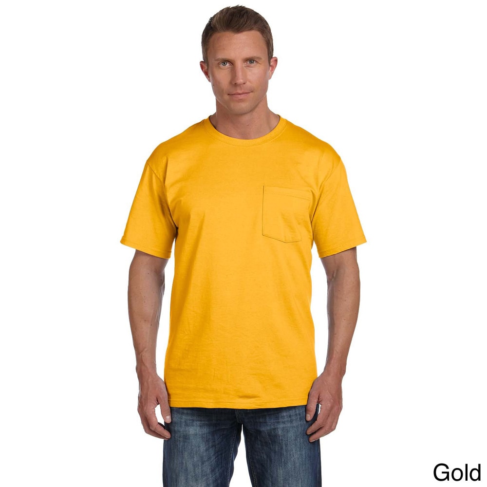 Fruit Of The Loom Fruit Of The Loom Mens Heavyweight Cotton Chest Pocket T shirt Gold Size XXL