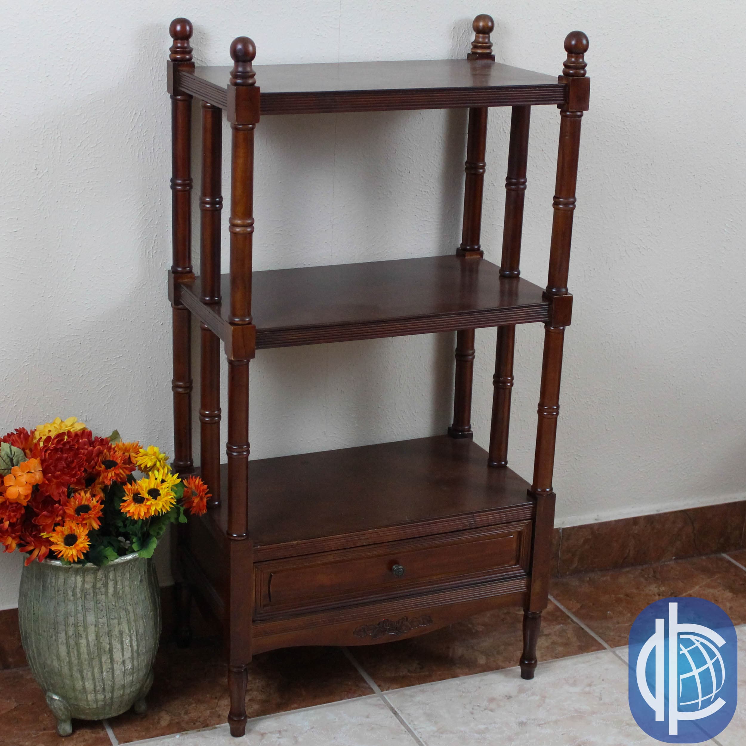 International Caravan Windsor Carved Hardwood 3 tier/ 1 drawer Bookshelf