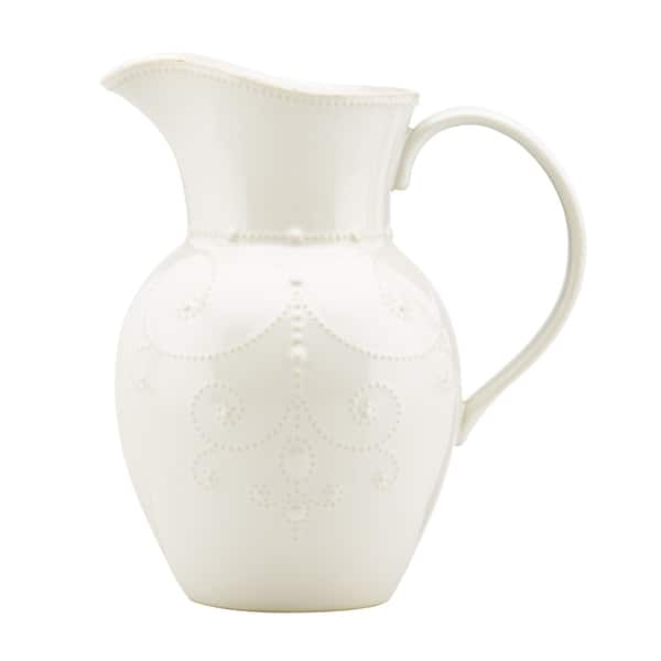 slide 1 of 1, Lenox 'French Perle' White Beaded Pitcher