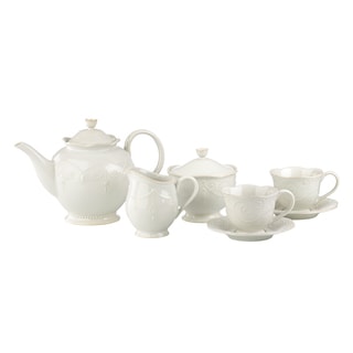 Lenox Butterfly Meadow Tea Set - Free Shipping Today - Overstock ... - Lenox 'French Perle' White 7-piece Tea Set