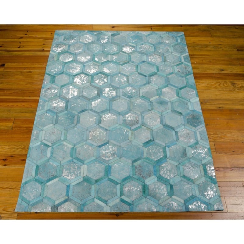 Nourison City Chic Glam Metallic Geometric Hair on Hide Area Rug