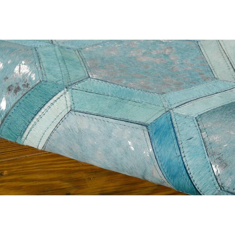 Nourison City Chic Glam Metallic Geometric Hair on Hide Area Rug
