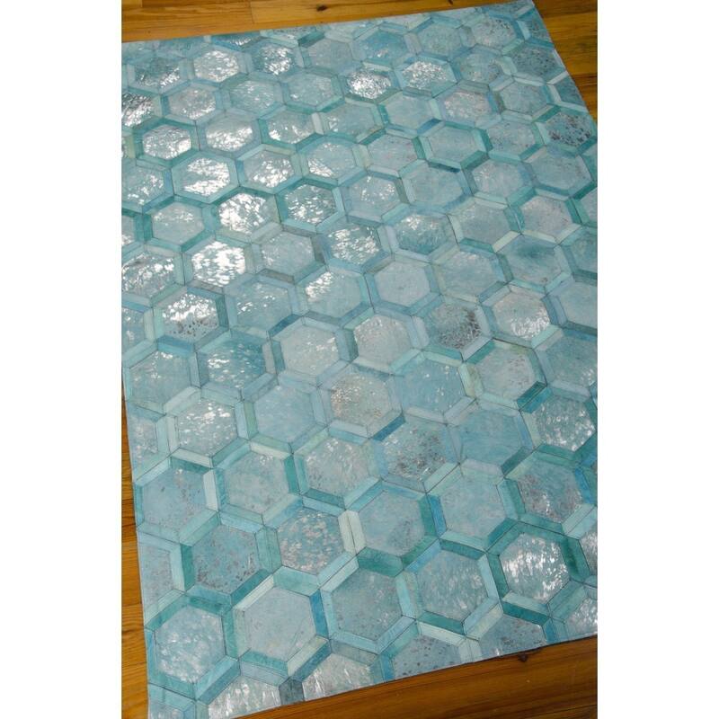 Nourison City Chic Glam Metallic Geometric Hair on Hide Area Rug