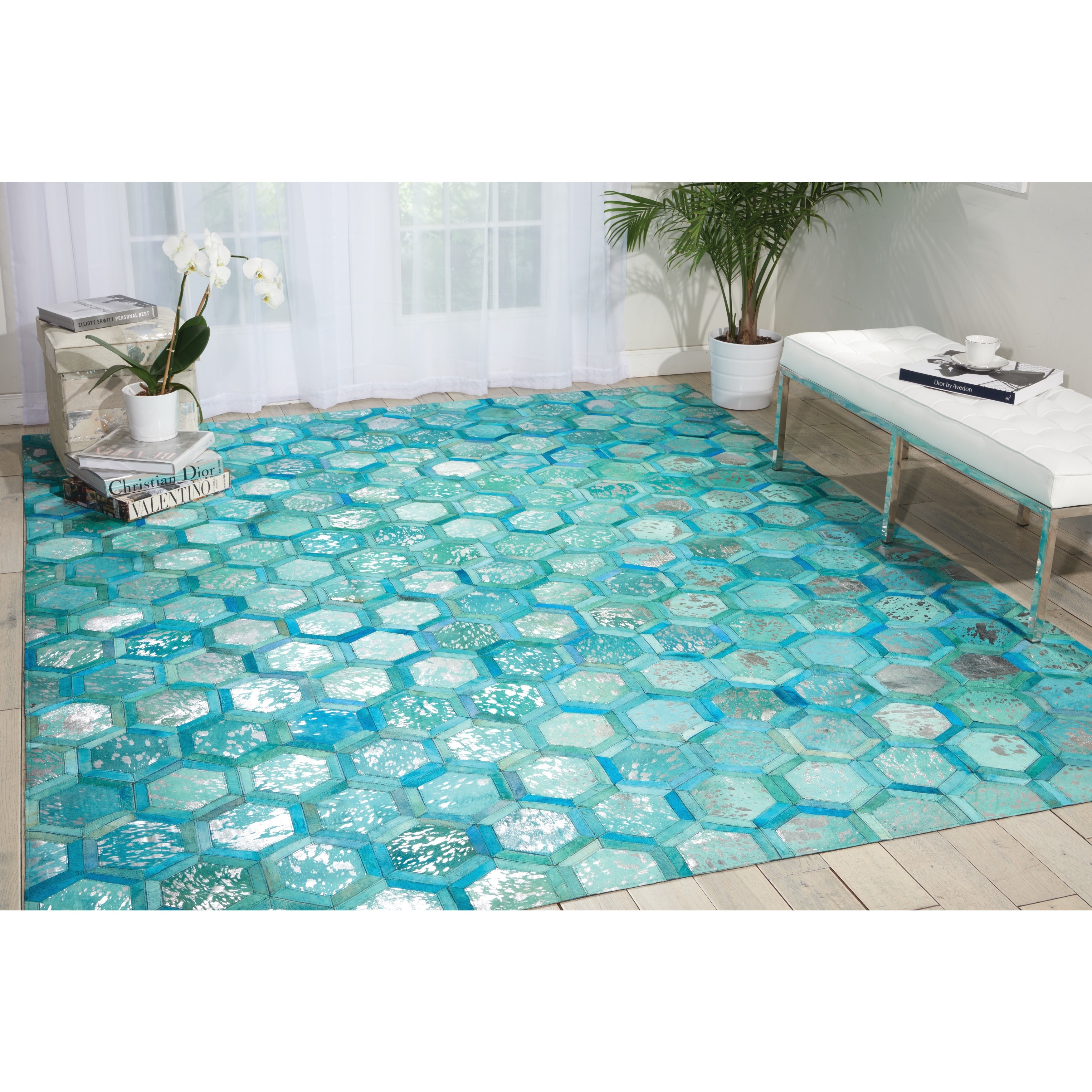 Nourison Michael Amimi City Chic Turquoise Leather Rug (8 X 10)