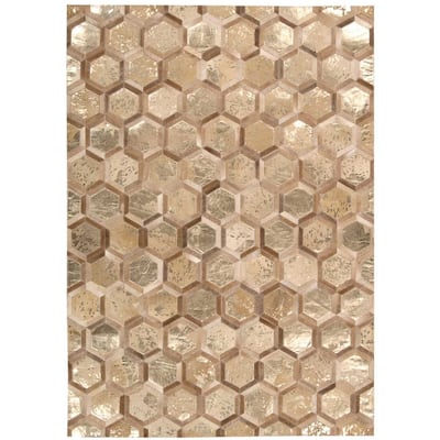 Nourison City Chic Glam Metallic Geometric Hair on Hide Area Rug