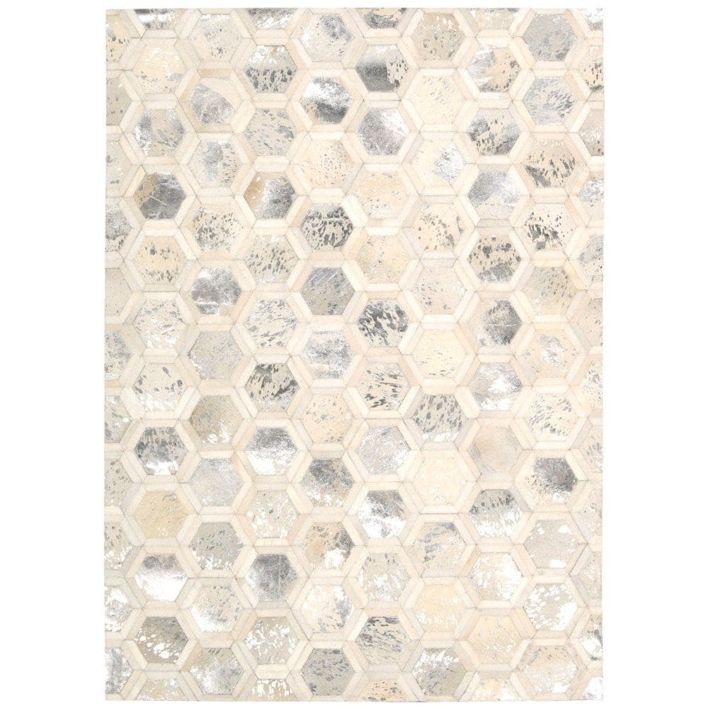 Nourison City Chic Glam Metallic Geometric Hair on Hide Area Rug