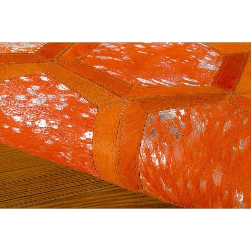Nourison City Chic Glam Metallic Geometric Hair on Hide Area Rug