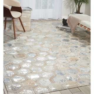 Nourison City Chic Glam Metallic Geometric Hair on Hide Area Rug