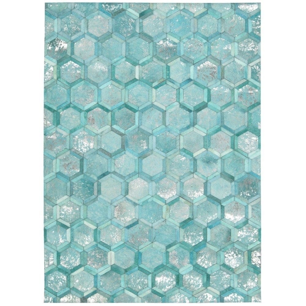 Nourison City Chic Glam Metallic Geometric Hair on Hide Area Rug