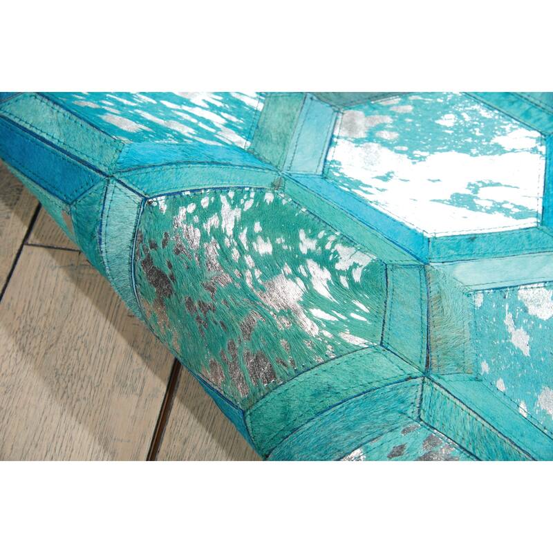 Nourison City Chic Glam Metallic Geometric Hair on Hide Area Rug