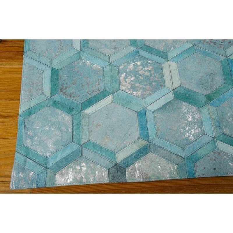 Nourison City Chic Glam Metallic Geometric Hair on Hide Area Rug