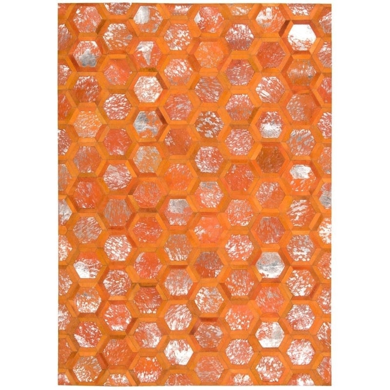 Nourison City Chic Glam Metallic Geometric Hair on Hide Area Rug