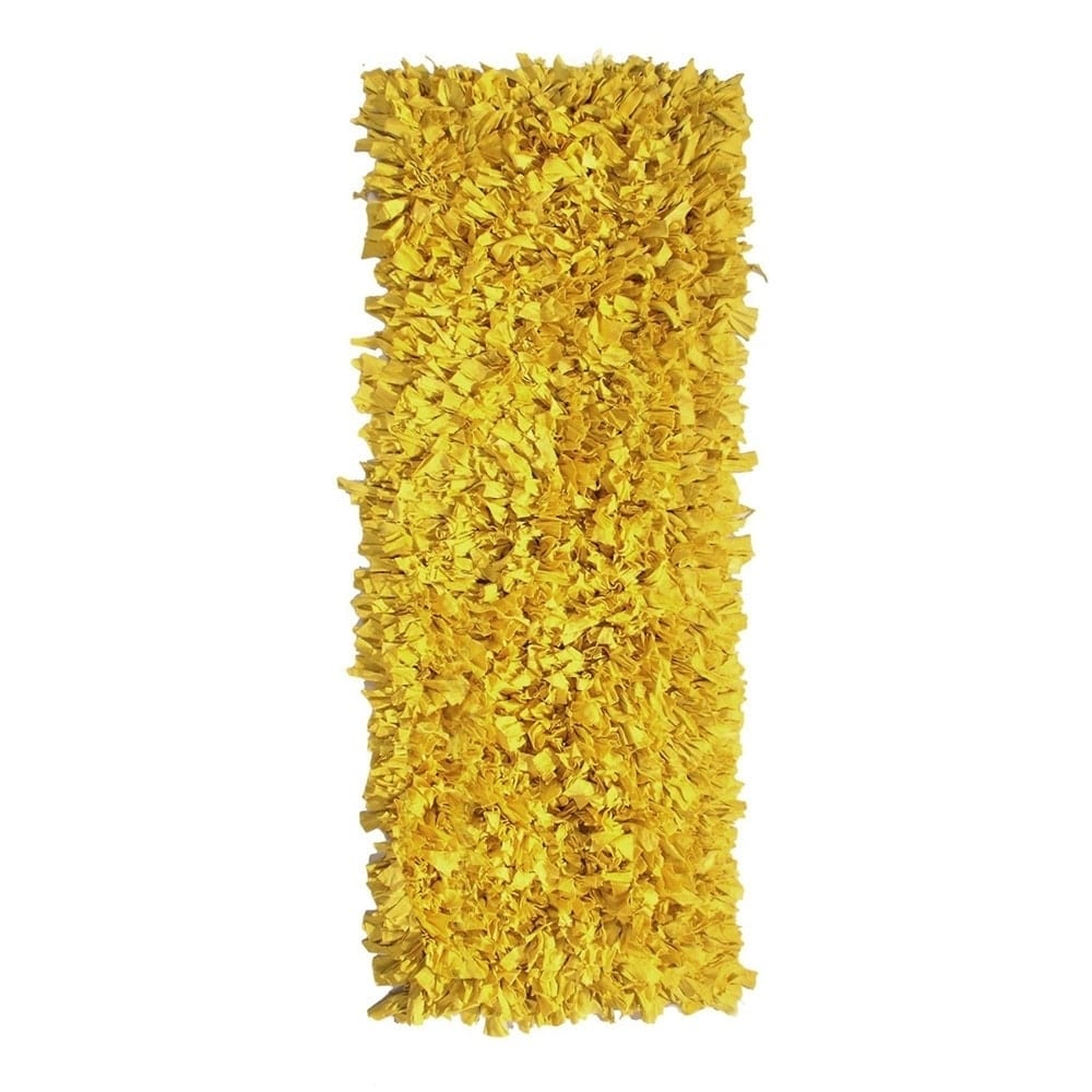 Hand knotted Jersey Yellow Cotton Shag Runner Rug (2 X 6)