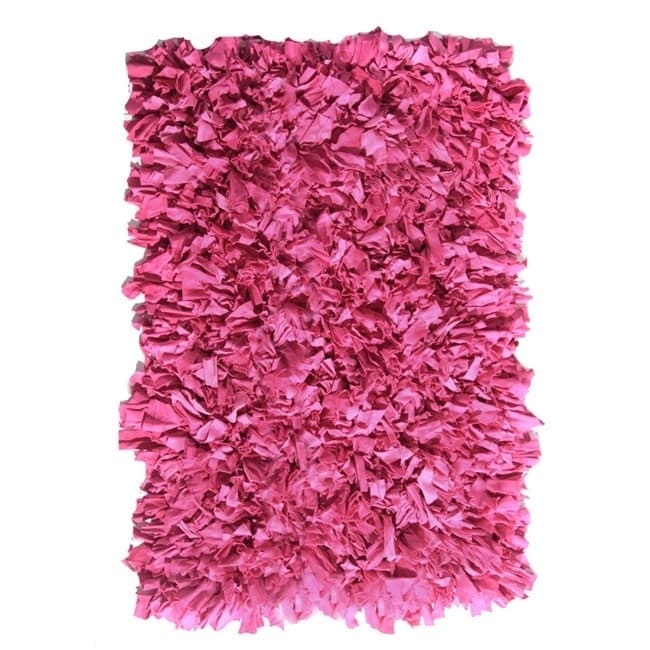 Hand knotted Jersey Pink Cotton Shag Rug (2 X 3)