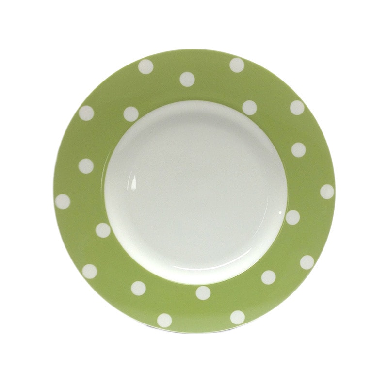 Red Vanilla Freshness Olive Green Dots 11.25 inch Dinner Plates (set Of 6)