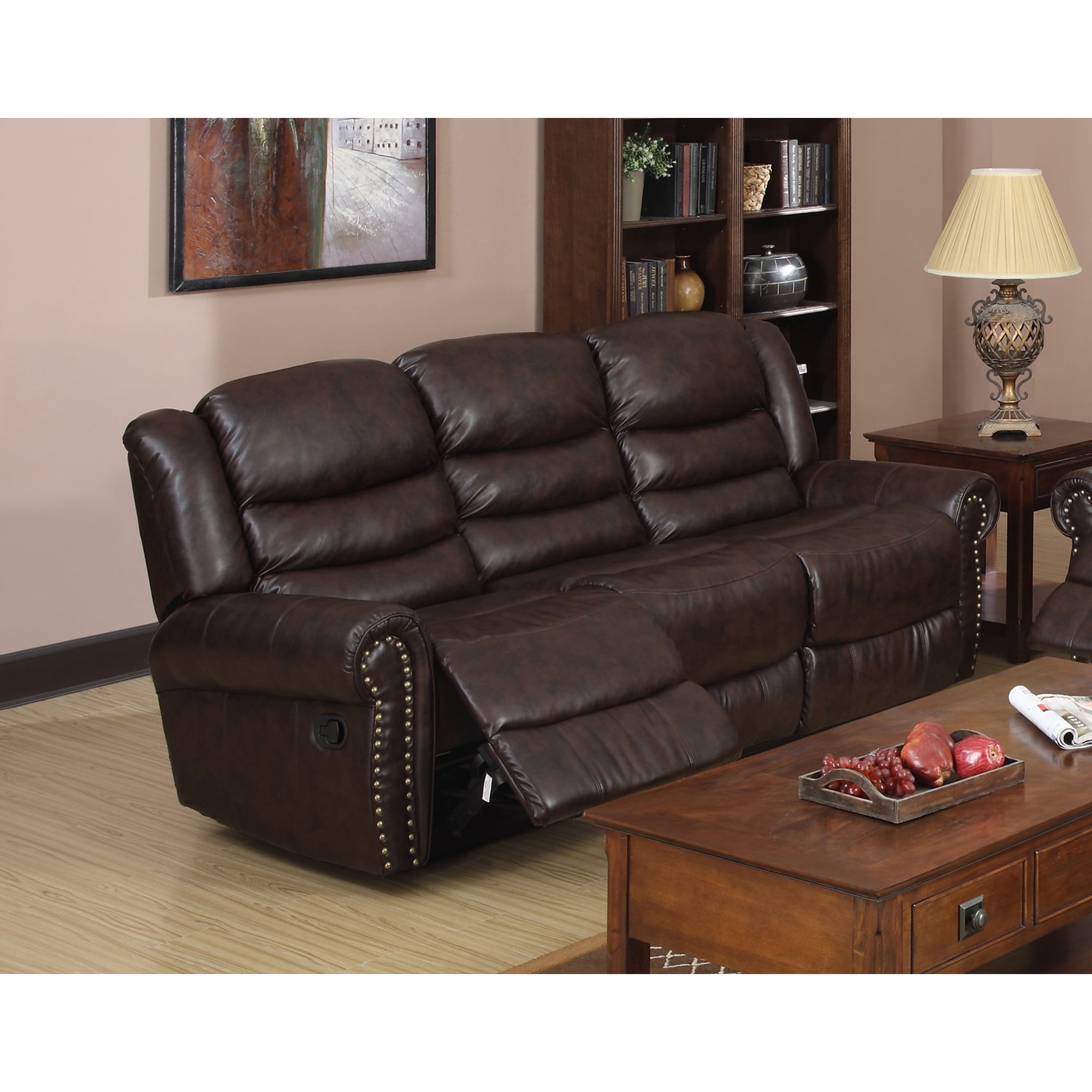 Godfather Brown Bonded Leather Reclining Sofa