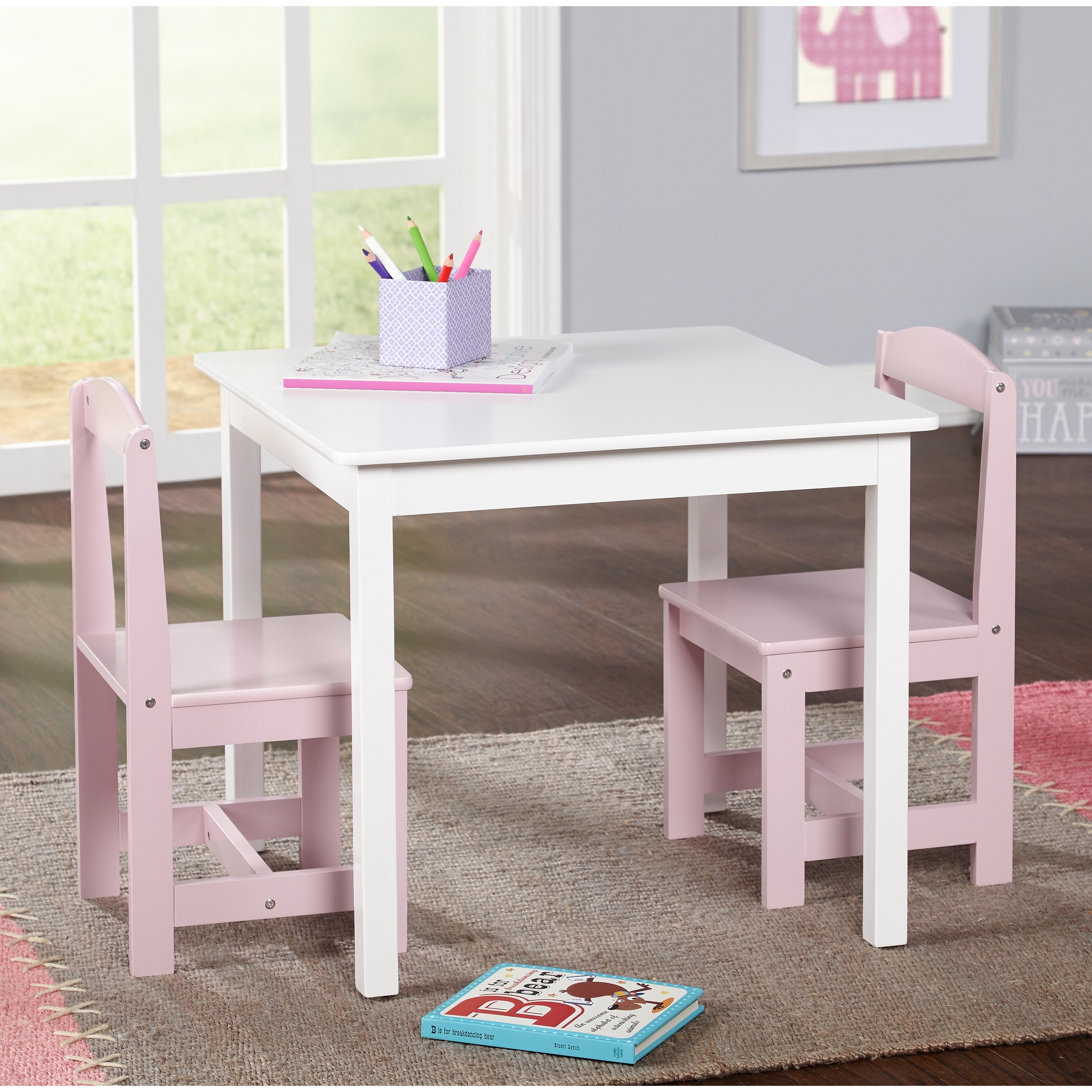 childrens pink table and chairs