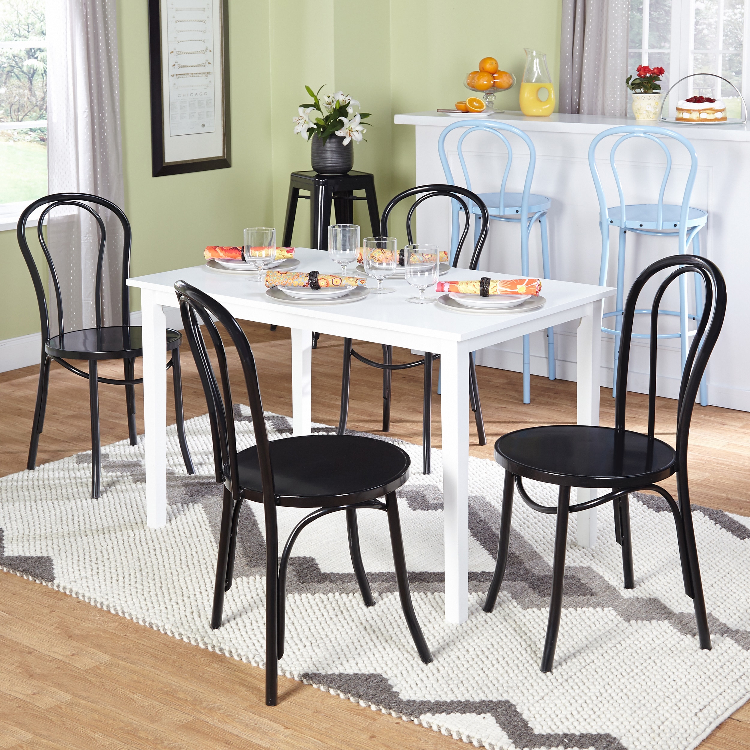 Vintage Inspire Black/ White 5 piece Dining Set