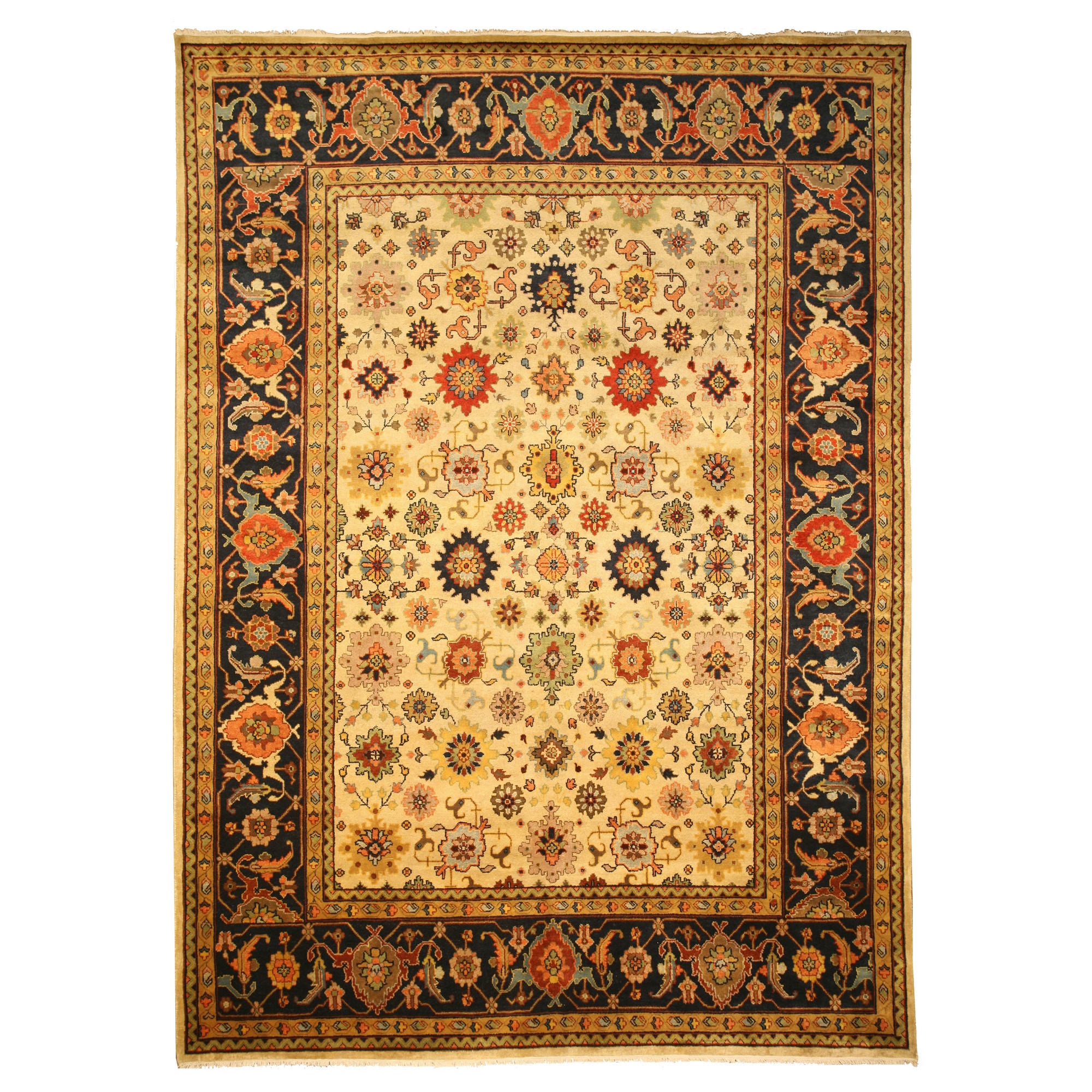 Hand knotted Eorc Super Mahal Ivory Wool Rug (8 X 10)