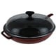 preview thumbnail 1 of 5, Chasseur 11-inch Red French Enameled Cast Iron Fry pan with Glass Lid Chasseur 2.5Qt. cast iron fry pan - red