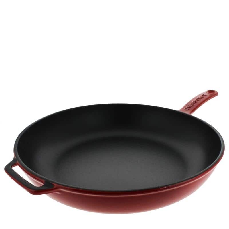 Chasseur 11-inch Red French Enameled Cast Iron Fry pan with Glass Lid