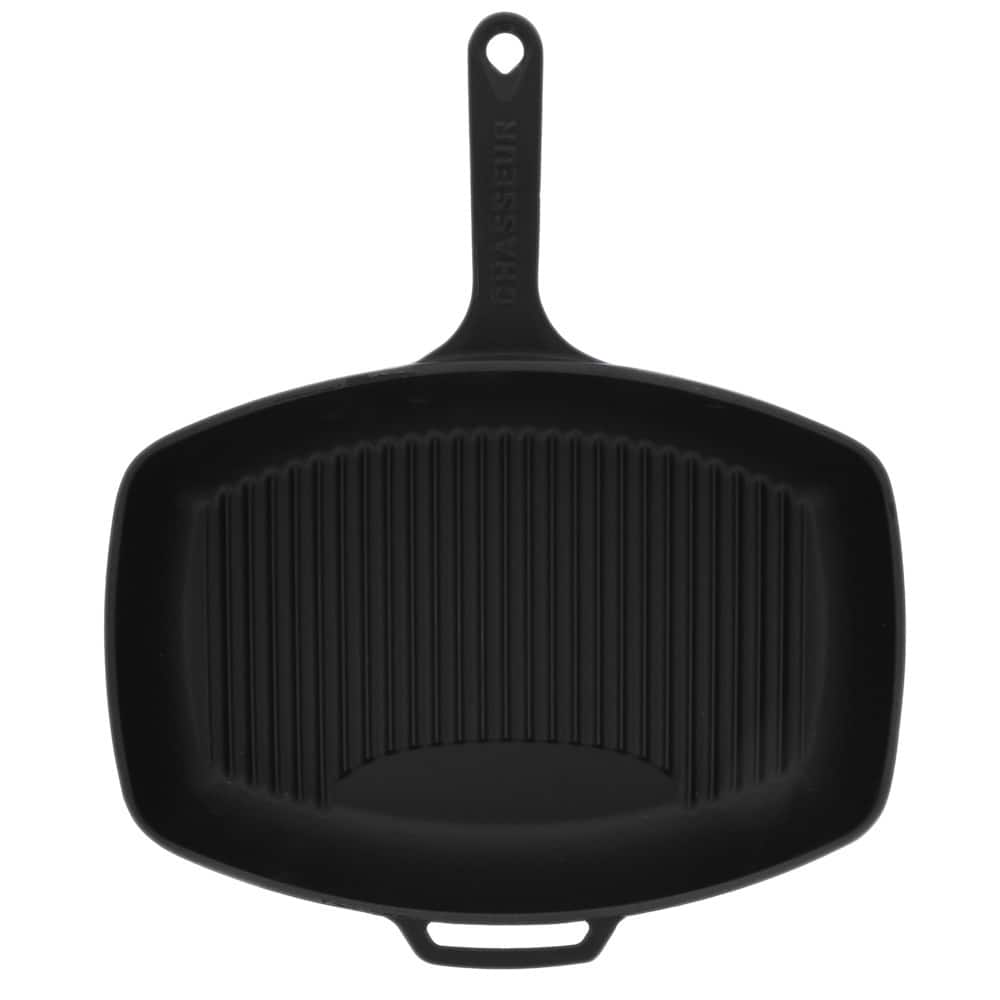 Chasseur 1.75-quart Black Rectangular French Cast Iron Grill Pan