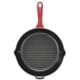 preview thumbnail 2 of 1, Chasseur 10-inch Red Round French Enameled Cast Iron Grill Pan - 16"l x 11"w x 2.5"h