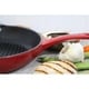 preview thumbnail 3 of 1, Chasseur 10-inch Red Round French Enameled Cast Iron Grill Pan - 16"l x 11"w x 2.5"h
