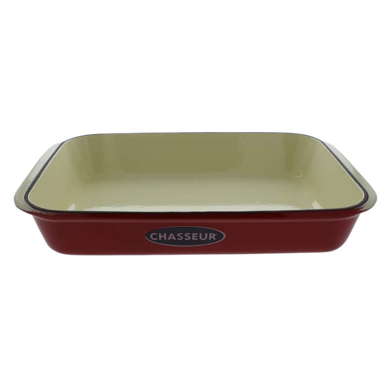 Chasseur 13" x 8" Red French Enameled Cast Iron Rectangular Roaster