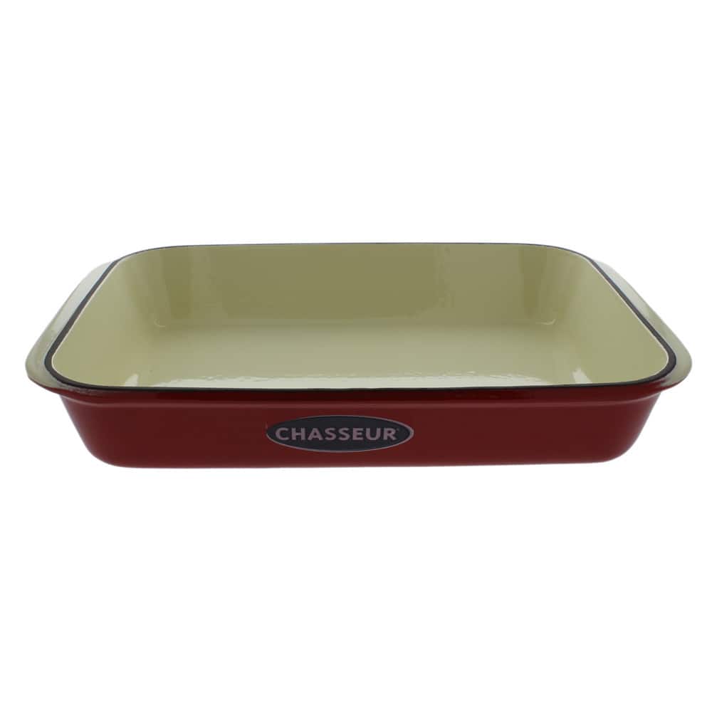 Chasseur 13" x 8" Red French Enameled Cast Iron Rectangular Roaster