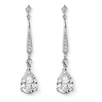 Journee Collection Cubic Zirconia Dangle Earrings Free Silver Tone Pear Cut Drop Earrings Cubic Zirconia 8 3 Cttw Tdw