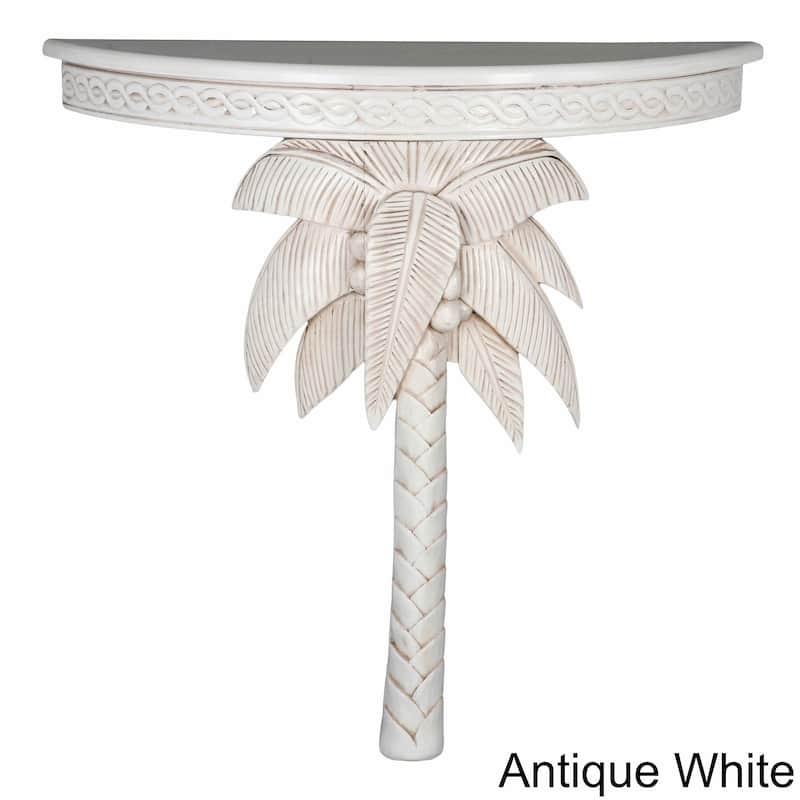 Windsor Carved Palm Tree Wall Table - Antique White