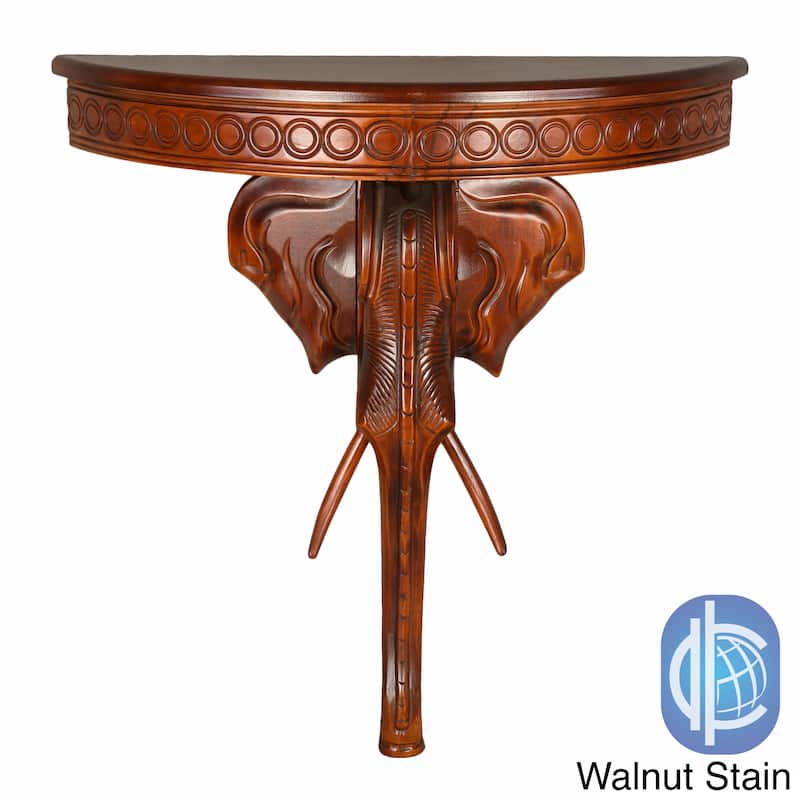 Windsor Carved Elephant Wall Table - Walnut