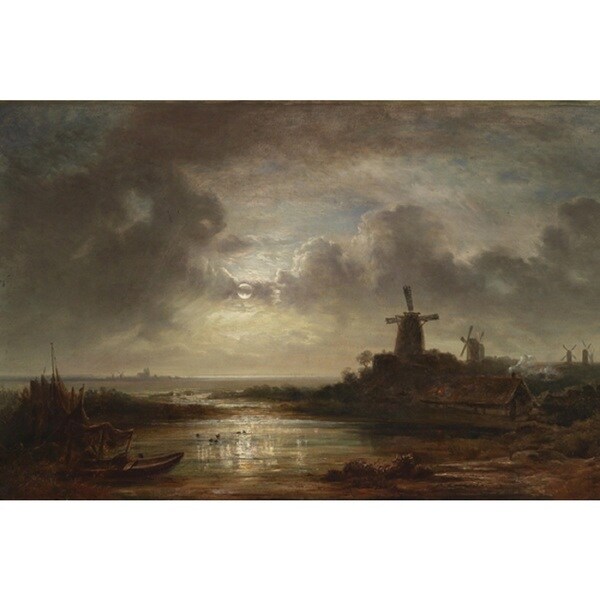 Storm and Windmill' Oil on Canvas Art - Multi