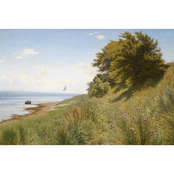 Ludvig Kabell 'Summer Day by the Sea' Oil on Canvas Art