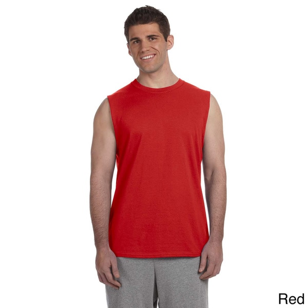 red sleeveless t shirt