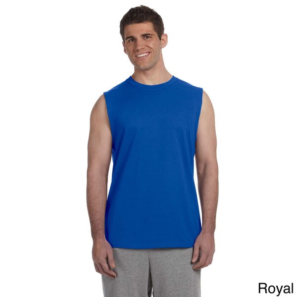 blue sleeveless t shirt